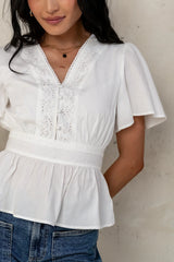 Neo Embroidered Blouse in Ivory FINAL SALE