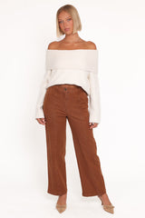 Hayes Wide Leg Pant - Mocha Brown