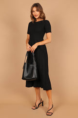 Audrina Knit Midi Dress - Black