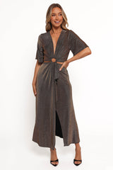 Blanca Cut Out Maxi Dress - Black/Rose Gold