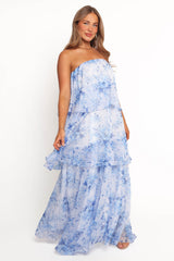 Bloom Strapless Maxi Dress - Blue
