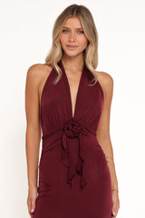 Leowna Halterneck Maxi Dress - Burgundy