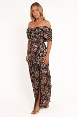 Lilia Maxi Dress - Black Floral