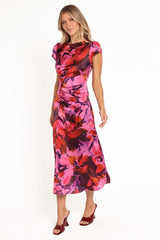 Lisbeth Midi Dress - Magenta Floral