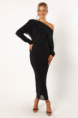 Loeve Long Sleeve Midi Dress - Black