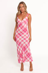 Morghan Midi Dress - Pink Check