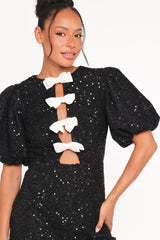 Natasha Boucle Mini Dress - Black