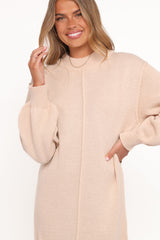 Odile Knit Midi Dress - Tan