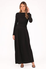 Shirley Long Sleeve Maxi Dress - Black