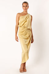 Sonny One Shoulder Midi Dress - Mustard