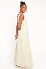 Valara Tie Shoulder Maxi Dress - Butter Yellow
