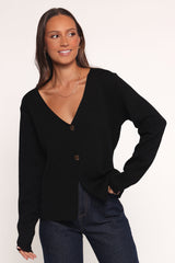Jett Large Button Cardigan - Black
