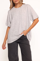 Morris Short Sleeve Oversized Sweater Tee - Grey