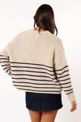 Tenzie Stripe Knit Sweater - Natural Navy