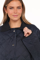 Lynly Quilted Barn Jacket - Navy