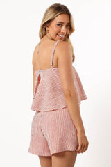 Cambria Romper - Cream Red Stripe