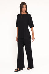 Alix Ribbed Knit Set - Black