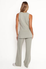 Ellory Knitted Pants Set - Light Sage