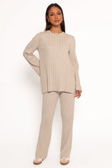 Silvie Long Sleeve Knitted Set - Oatmeal