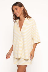 Sunny Knitted Short Set - Yellow Stripe