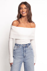 Inora Off Shoulder Knit Top - White