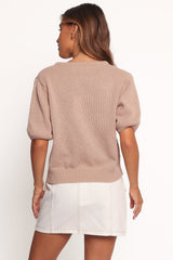 Koskie Tie Knit Top - Taupe