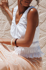 Lucilla Shirred Waist Top - White