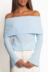 Rory Off Shoulder Top - Pale Blue