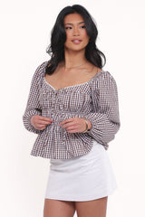 Saphia Top - Brown Gingham