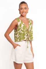 Valia Tie Top - Green Floral