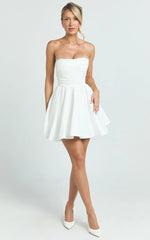 Bianca Mini Dress - Strapless Fit And Flare Dress in Ivory