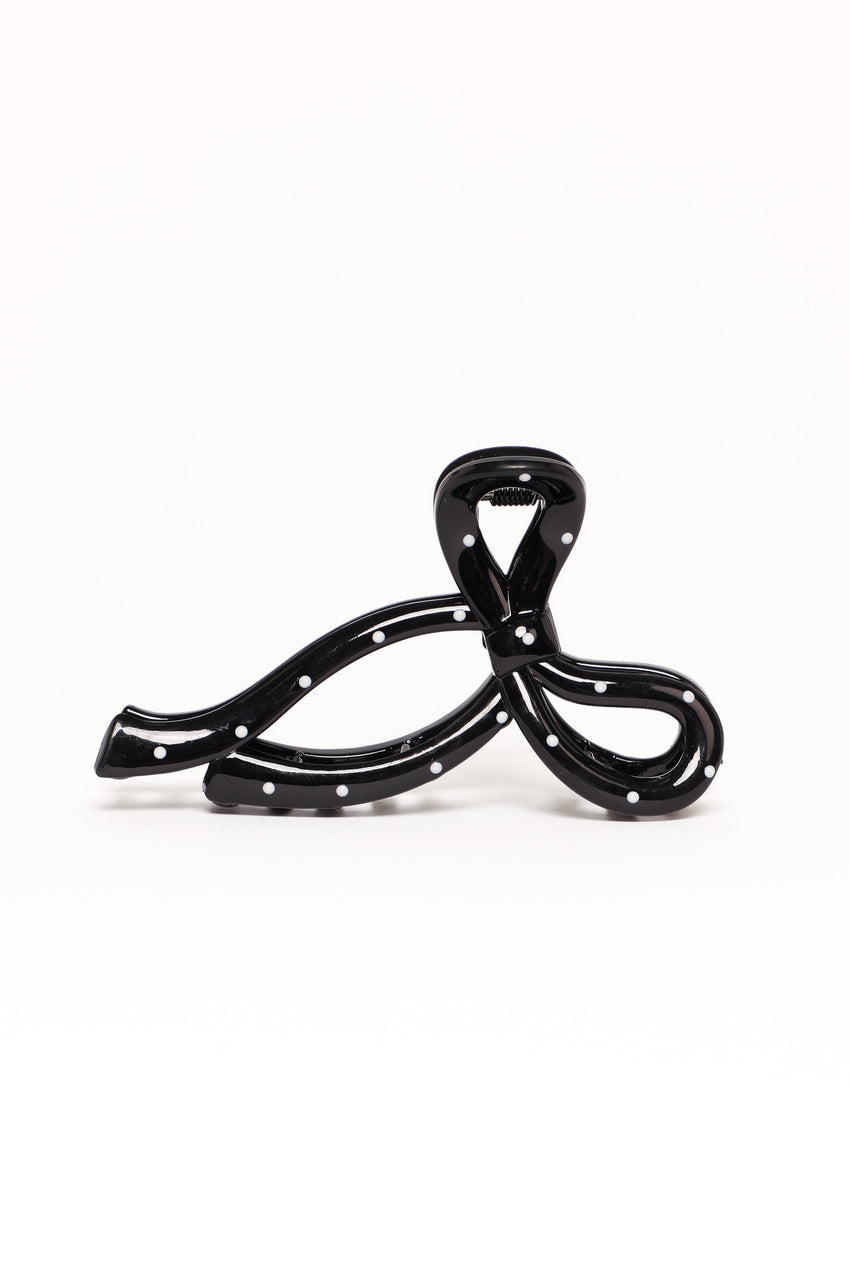Nova Hair Clip - Black Polka Dot