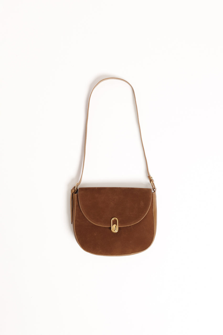 Rowena Crossbody Bag - Brown Suede