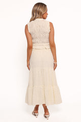 Farica Gingham Midi Skirt - Cream