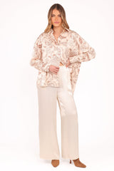 Valia Wide Leg Pant - Cream