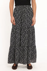 Vincent Tier Maxi Skirt - Black Floral