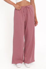 Wilda Knit Pant - Pink Red Stripe