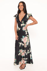 Arella Maxi Dress - Black Floral