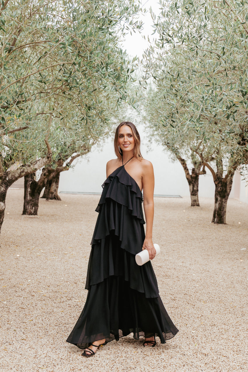 Chasity Halterneck Maxi Dress - Black