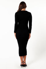 Collins Long Sleeve Midi Dress - Black