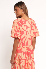 Corinna Mini Dress - Coral Print