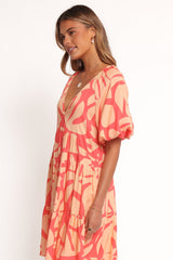 Corinna Mini Dress - Coral Print