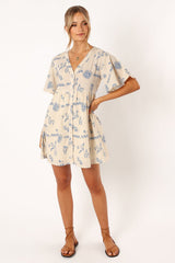 Elias Mini Dress - Beige Blue