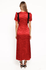 Lomandra Maxi Dress - Red Jacquard