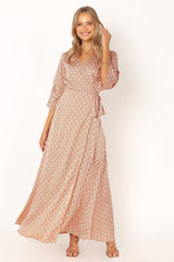 Margot Wrap Maxi Dress - Orange Print