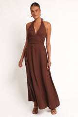 Marie Halterneck Maxi Dress - Chocolate
