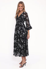 Mavis Long Sleeve Maxi Dress - Black Floral