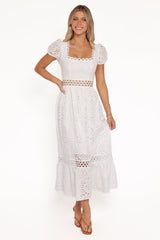 Melania Midi Dress - White
