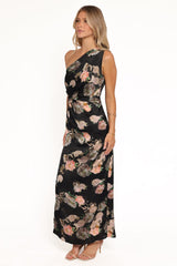 Nadia One Shoulder Maxi Dress - Blurred Floral