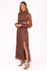 Neveah Long Sleeve Maxi Dress - Chocolate